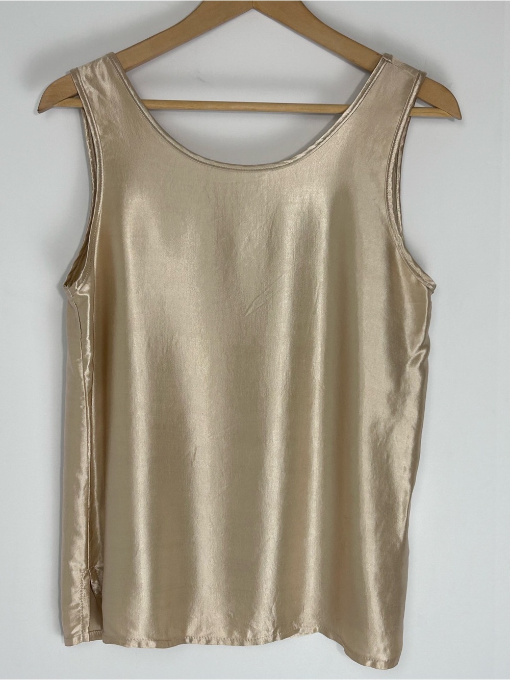 SMW Style My Way Gold Satin Sleeveless Tank Top Size M